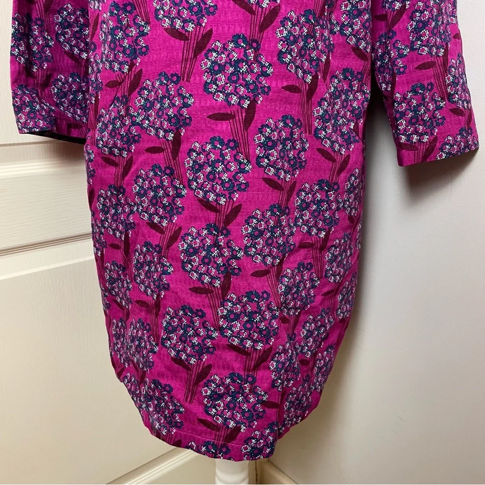 White Stuff Size 16 100% Cotton Perfect Pink Purple Vocal Floral Tunic ¾ sleeve - Picture 3 of 15